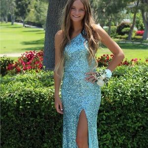 Elegant Blue Sequin Dress